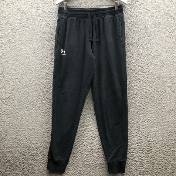 Under Armour Loose Fit Jogger Sweatpants Mens Large Logo Black - Picture 1 of 11